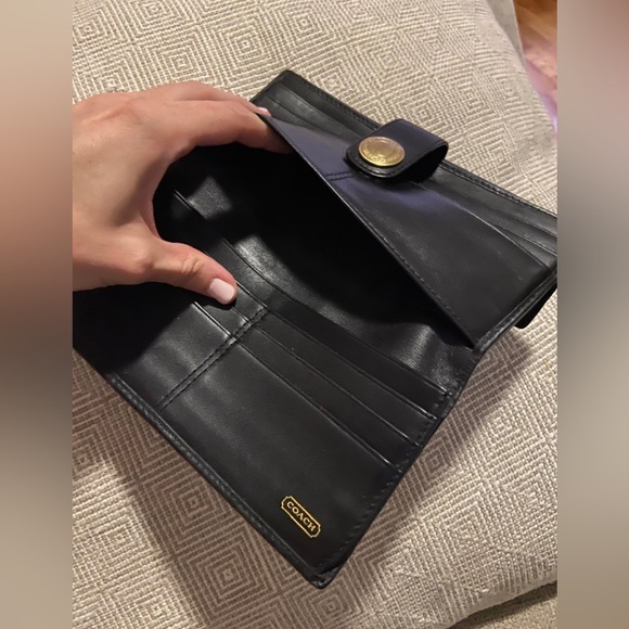 Coach Slim Double Snap Closure 12 Card Wallet/Clutch in Black Leather - Picture 7 of 11